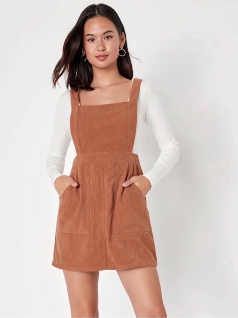 NWT Women’s Corduroy Suspender Dress - Brown